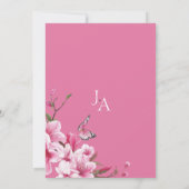 Romantische Roze Bloesem Vlinder Bruiloft Kaart (Achterkant)