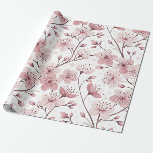 Romantische Roze Bloesemtakken Witte Bloemen Cadeaupapier