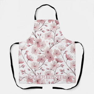 Romantische roze bloesemtakken witte bloemen schort