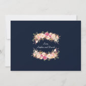 Romantische Roze Blush Bloemen Marineblauwe Trouwd Save The Date (Achterkant)