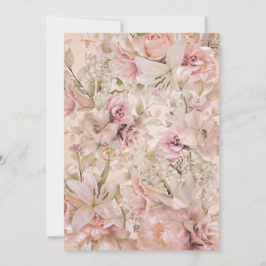 Romantische Roze Blush Bloemen Monogram Boog Kaart (Achterkant)