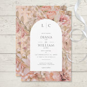 Romantische Roze Blush Bloemen Monogram Boog Kaart