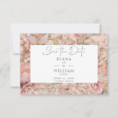 Romantische Roze Blush Bloemen Monogram Boog Save The Date (Voorkant)