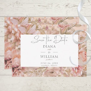 Romantische Roze Blush Bloemen Monogram Boog Save The Date