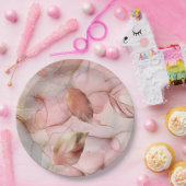 Romantische Roze Blush Roze Gouden Blad Bruiloft Papieren Bordje (Feest)