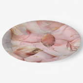 Romantische Roze Blush Roze Gouden Blad Bruiloft Papieren Bordje (Gekanteld)