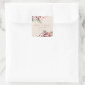Romantische Roze & Blush Waterverf Hortensia Bloem Vierkante Sticker (Tas)