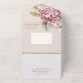Romantische Roze & Blush Waterverf Hydrangea Flowe All In One Uitnodiging (Buitenkant)