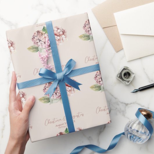 Romantische Roze & Blush Waterverf Hydrangea Flowe Cadeaupapier (Geschenken)