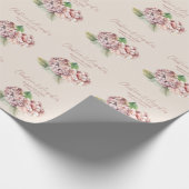 Romantische Roze & Blush Waterverf Hydrangea Flowe Cadeaupapier (Hoek)