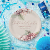 Romantische Roze & Blush Waterverf Hydrangea Flowe Papieren Bordje (Feest)