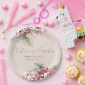 Romantische Roze & Blush Waterverf Hydrangea Flowe Papieren Bordje (Feest)