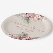 Romantische Roze & Blush Waterverf Hydrangea Flowe Papieren Bordje (Gekanteld)