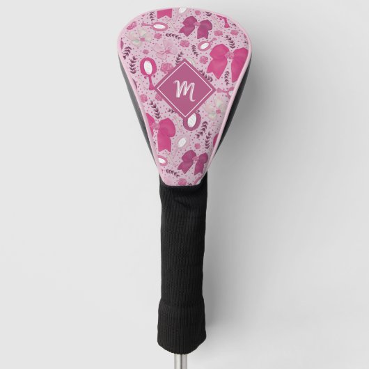 Romantische Roze Bogen en Rozen Golfheadcover (Voorkant)