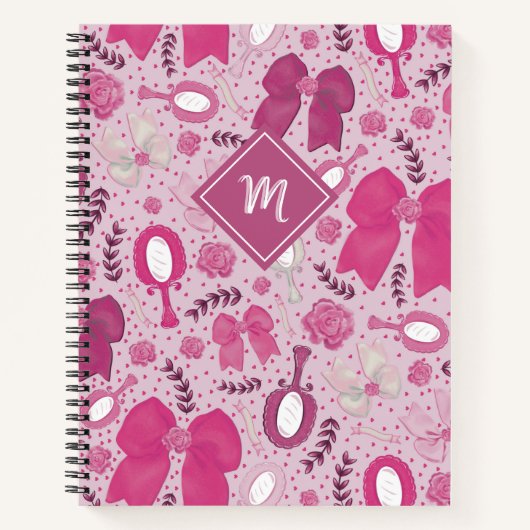 Romantische Roze Bogen en Rozen Notitieboek (Voorkant)