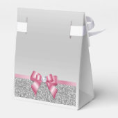 Romantische Roze Boog & Zilveren Glitter Bruiloft Bedankdoosjes (Achterkant)