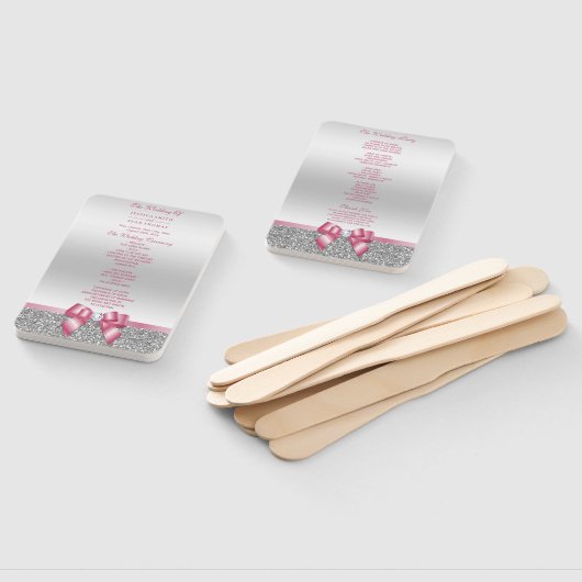 Romantische roze boog, zilveren glitter bruiloft p handwaaier (Niet-gemonteerd)