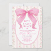 Romantische Roze Bow Love Shack Fiancé Vrijgezelle Kaart (Voorkant)