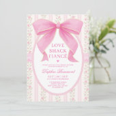 Romantische Roze Bow Love Shack Fiancé Vrijgezelle Kaart (Staand voorkant)