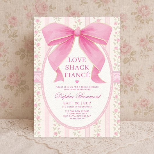 Romantische Roze Bow Love Shack Fiancé Vrijgezelle Kaart