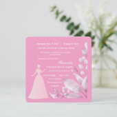 Romantische Roze Bruidsfeest Uitnodiging – Elegant (Staand voorkant)