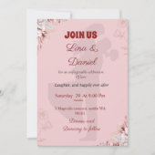 Romantische roze bruiloft uitnodiging. kaart (Voorkant)