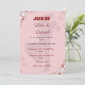 Romantische roze bruiloft uitnodiging. kaart (Staand voorkant)