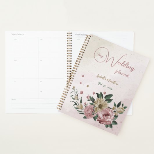 Romantische roze & champagne bloemen bruiloft planner (Display)