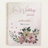 Romantische roze & champagne bloemen bruiloft planner (Voorkant)