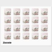 Romantische roze & champagne bloemen dank u vierkante sticker (Vel)