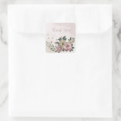 Romantische roze & champagne bloemen dank u vierkante sticker (Tas)