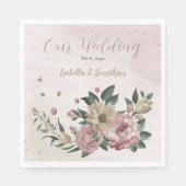 Romantische roze & champagne bloemen servet (Voorkant)