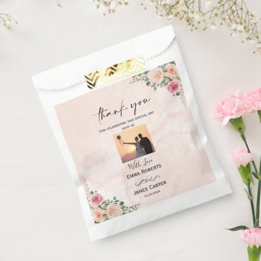 Romantische Roze Crème Bloem Zakjes als Bruiloftsg (Gezegeld)