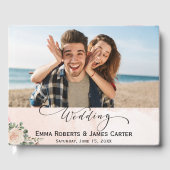 Romantische Roze Crème Bloemen Trouwen Gastboek Gastenboek (Voorkant)