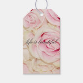 romantische roze crème rozen cadeaulabel (Voorkant)