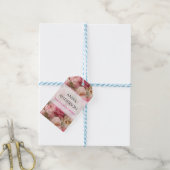 Romantische Roze & Crème Rozen en Pioenrozen Cadeaulabel (Met Touw)