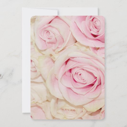  Romantische Roze Crème Rozen Huwelijksuitnodiging Kaart (Achterkant)