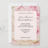  Romantische Roze Crème Rozen Huwelijksuitnodiging Kaart (Voorkant)