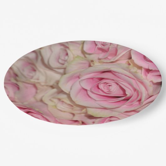 Romantische roze crème Rozen Papieren Bordje (Gekanteld)