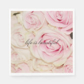  romantische roze crème rozen servet (Voorkant)