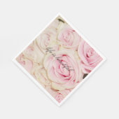  romantische roze crème rozen servet (Hoek)