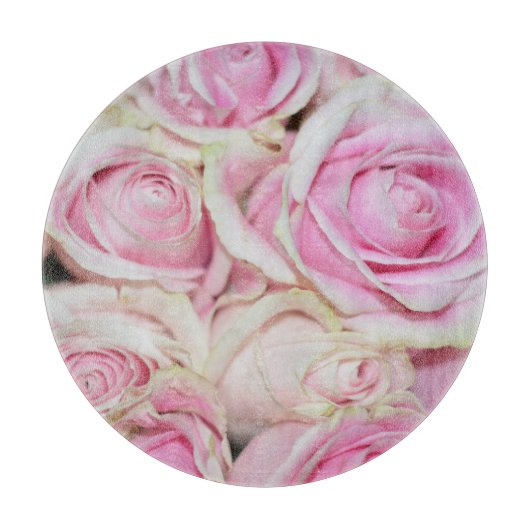  romantische roze crème rozen snijplank (Voorkant)