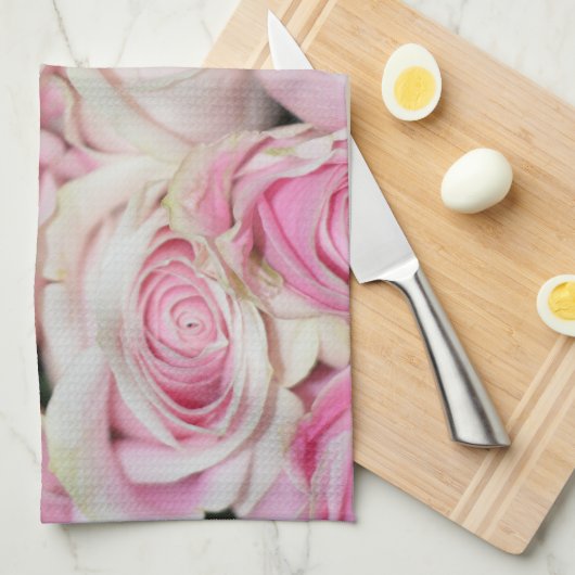 romantische roze crème rozen theedoek (Quarter Fold)