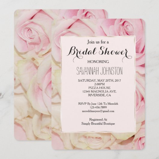  Romantische Roze Crème Rozen vrijgezellenfeest Kaart (Voorkant / Achterkant)