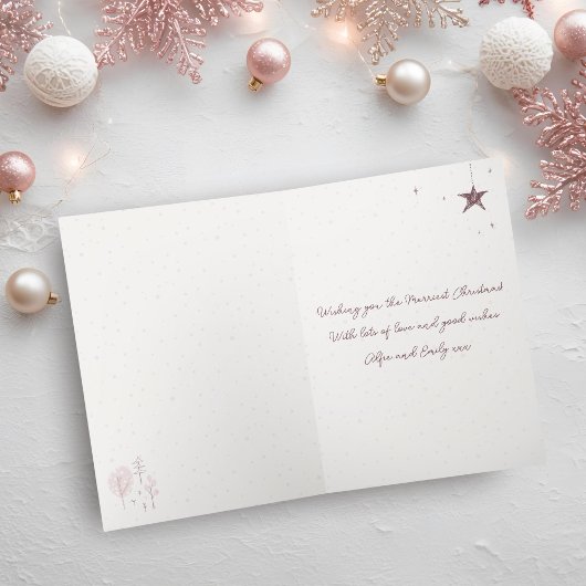 Romantische Roze Doodle Foto Vrolijk Kerstmis Gevo Feestdagen Kaart