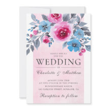 Romantische roze en blauwe Waterverf bloemenbruilo