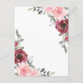Romantische roze en bordeauxrode bloemen voor het  informatiekaartje (Achterkant)