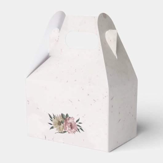 romantische roze en champagnebloemen bruiloft bedankdoosjes (Achterkant)