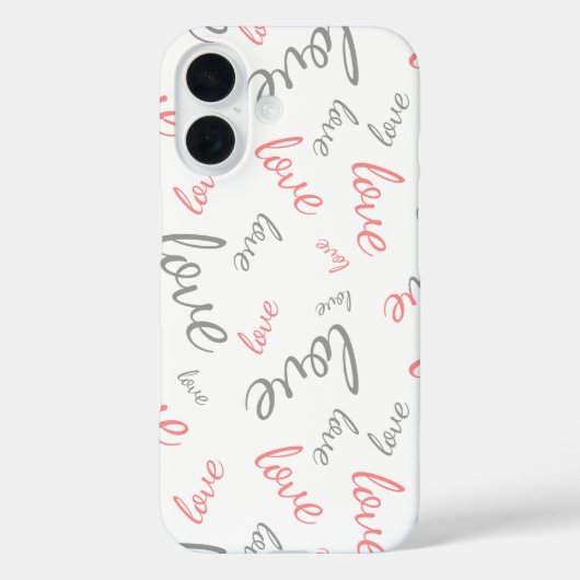 Romantische Roze en Grijze Liefde Script Cursief Case-Mate iPhone Case (Achterkant)