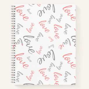 Romantische Roze en Grijze Liefde Script Cursief Notitieboek